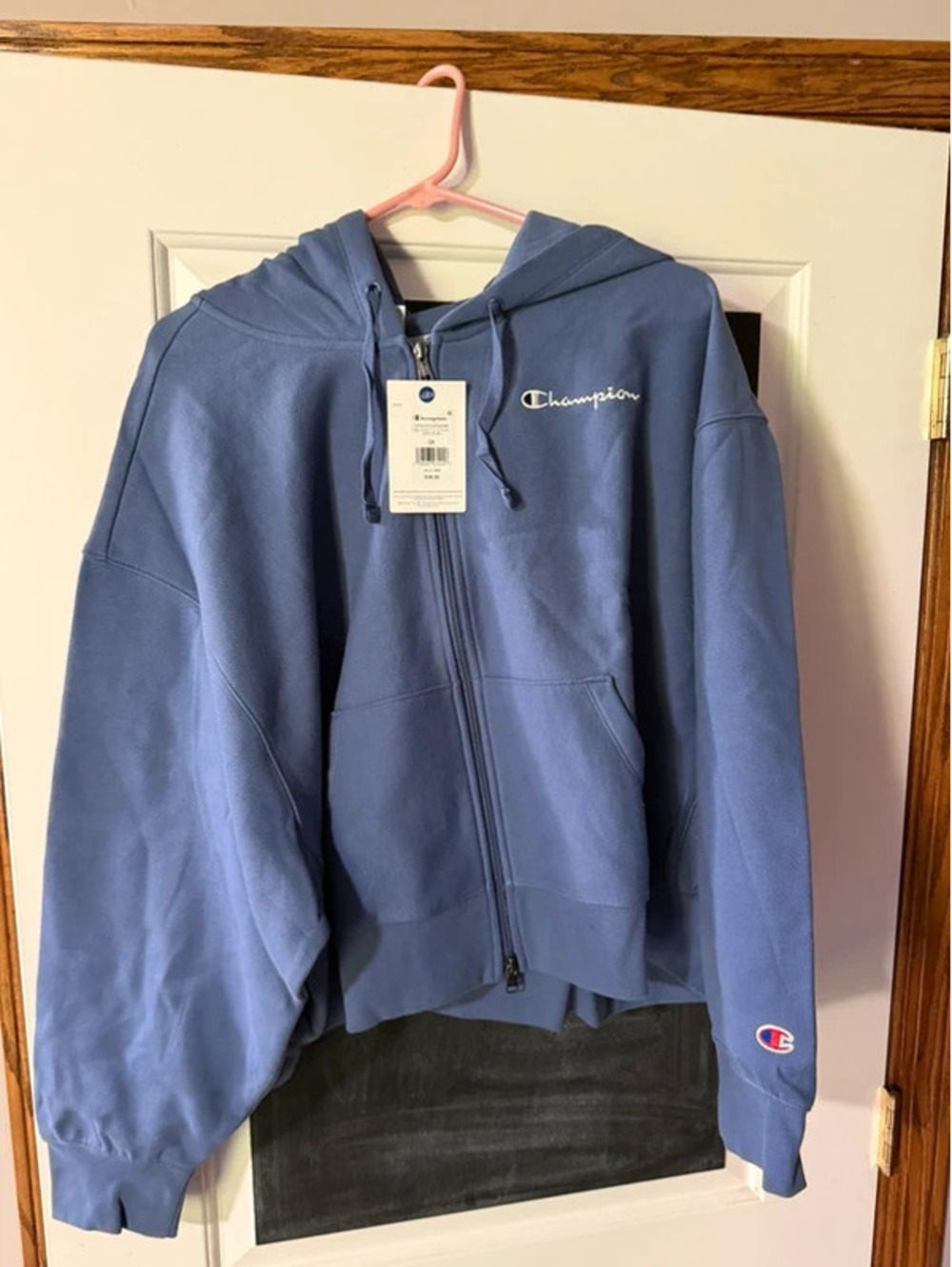 Champion Women’s Iconic Cropped Full Zip Hoodie 2X Gray Blue NWT